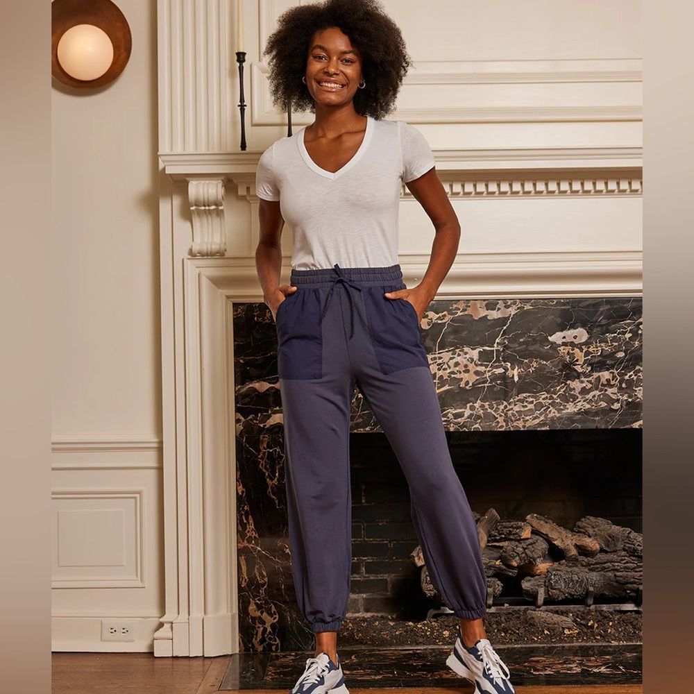 Summersalt Navy The Mixed Media Drawstring Jogger Size Medium